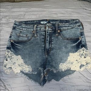Light blue jean shorts